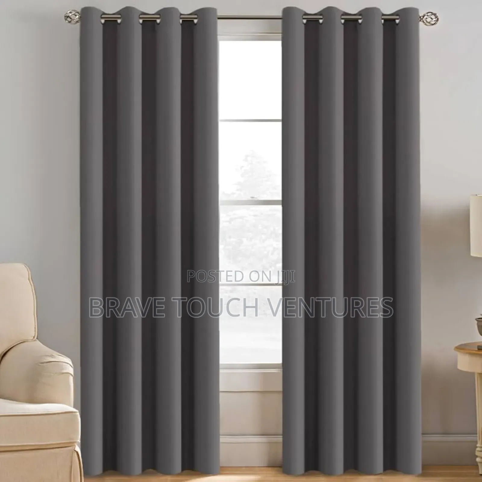 Blackout Curtains for Windows/Door -2 Piece Designed Silver Ash Colour