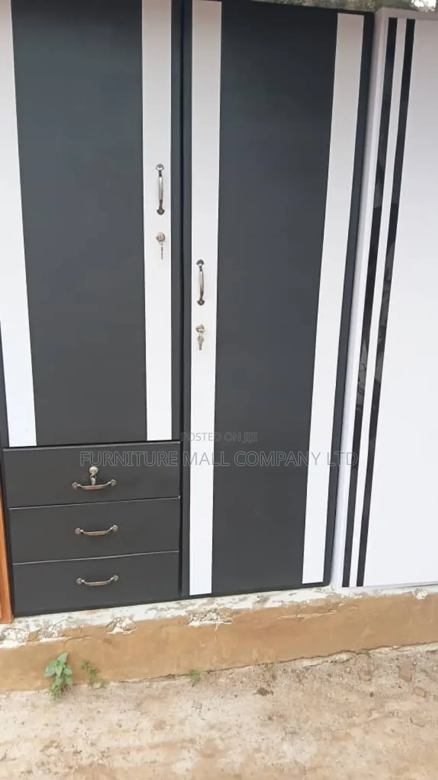 Black and White Double Door Wardrobe Available Seen