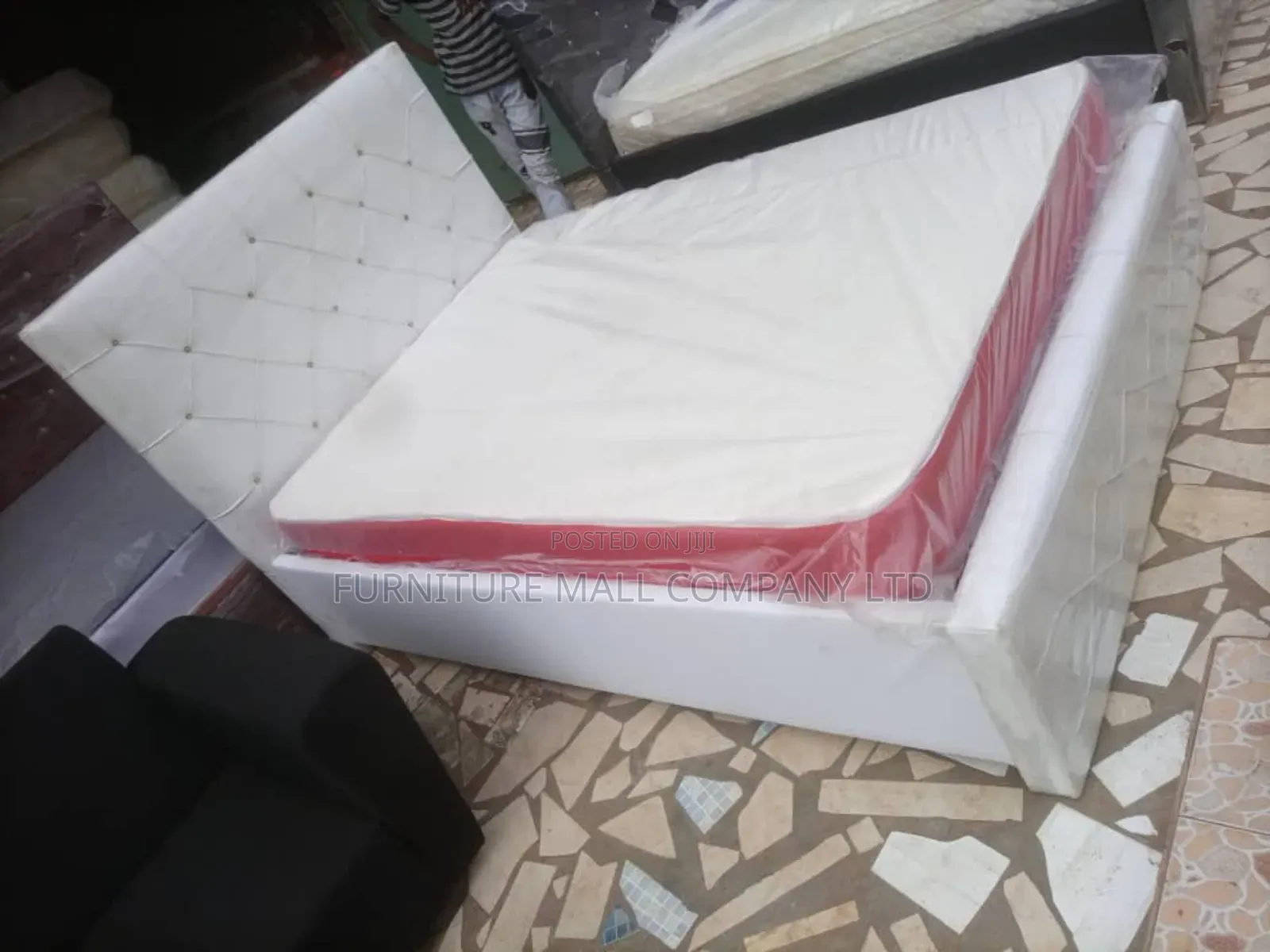 White Double Bed Ith Mattress Available as Seen Free Deliv