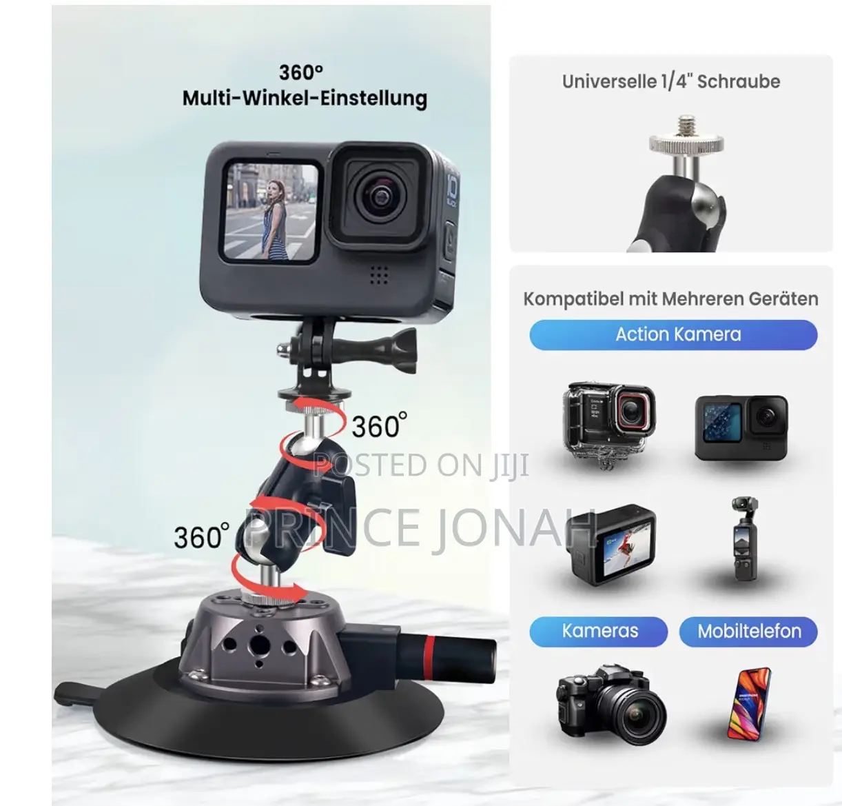Camera Suction Cup With Ball Head Magic Arm Camera Car Mount