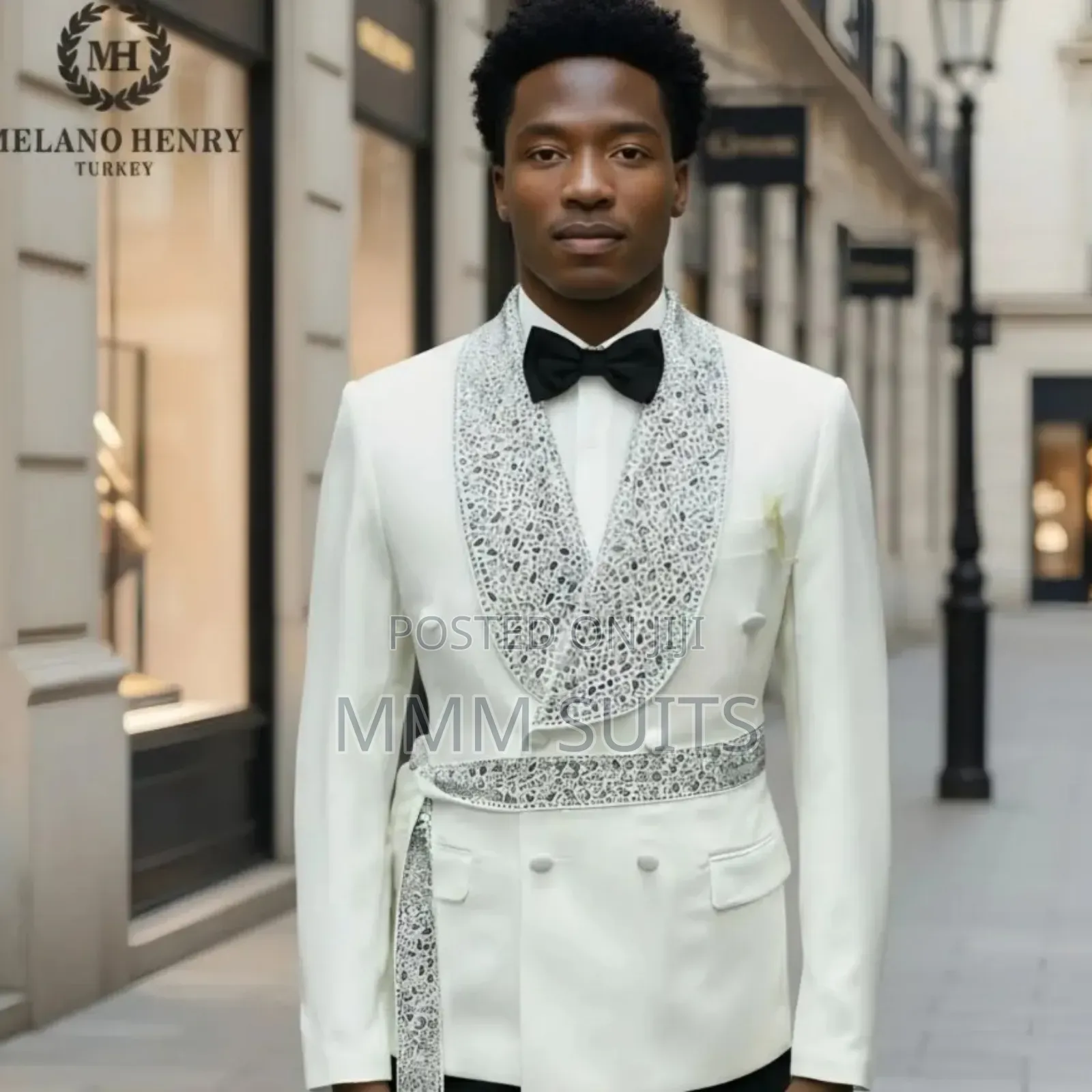 2-piece Classic Turkish Melano Double-breasted Men's Suit With Belt