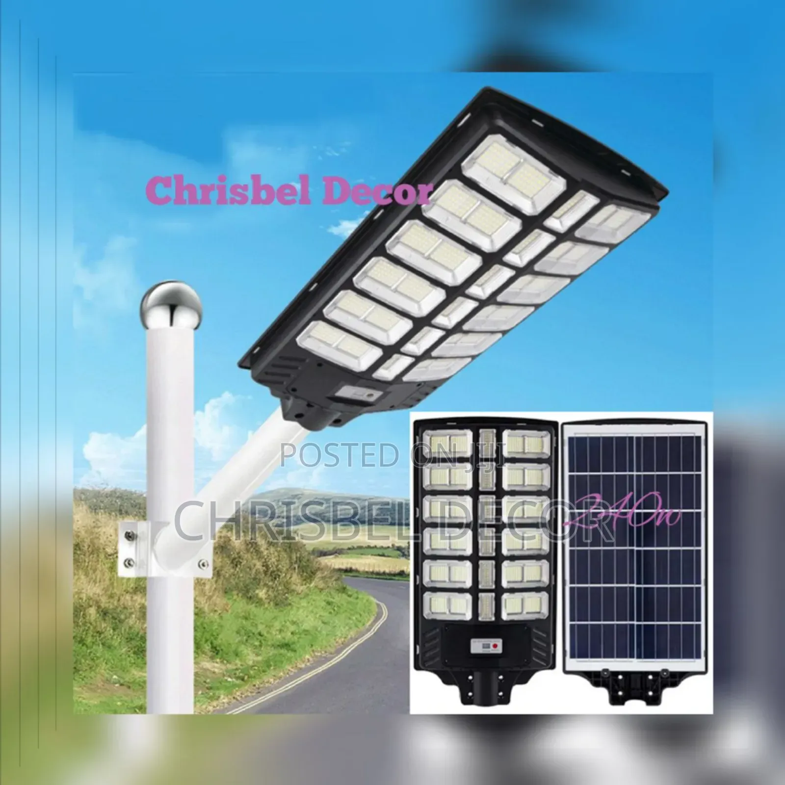 240w Waterproof Led Solar Light With Remote + Sensor