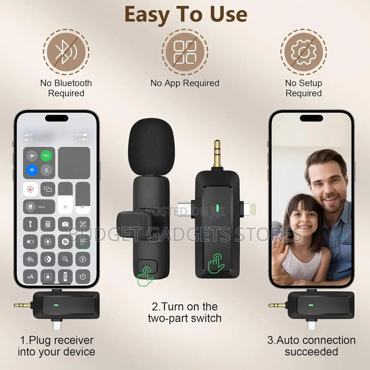 Wireless Lavalier Microphone for Android/iPhone/Camera/Computer