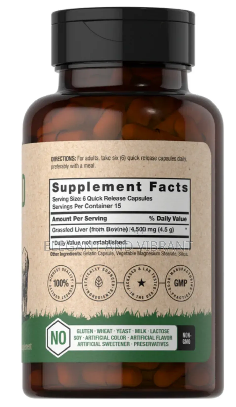 Grass Fed Beef Liver 4500mg Per Serving | 90 Capsules