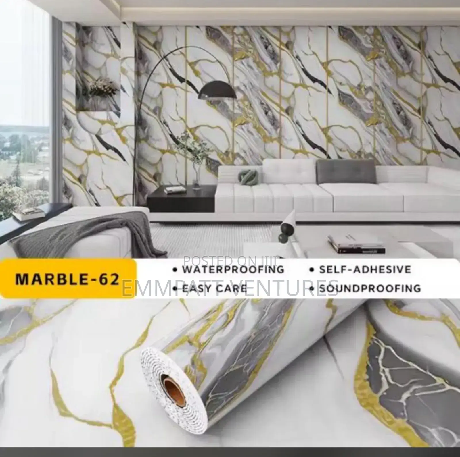 Water and Fire Adhesive Marble Sticker