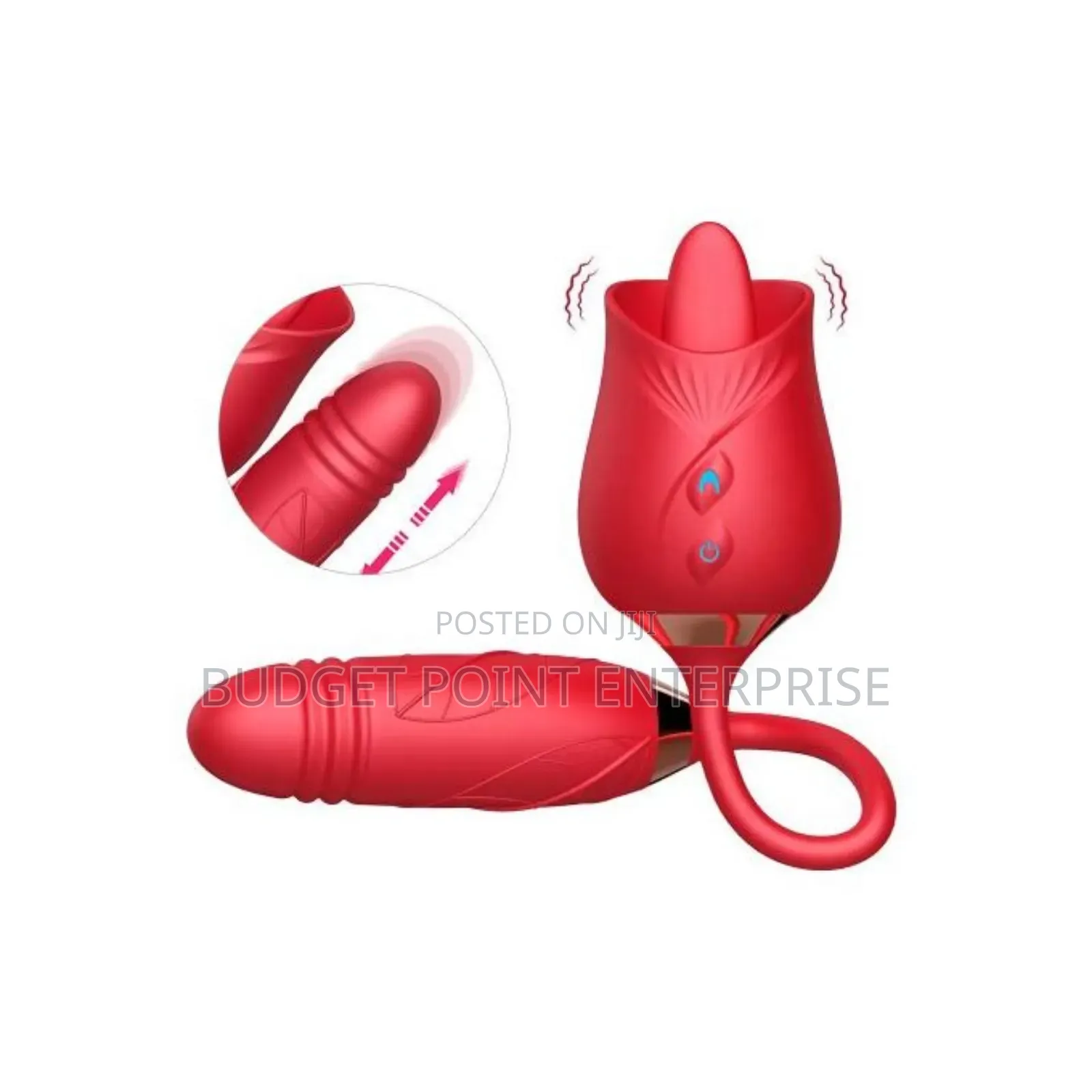 2in1 Rose Licking Tongue Vibrator - Red