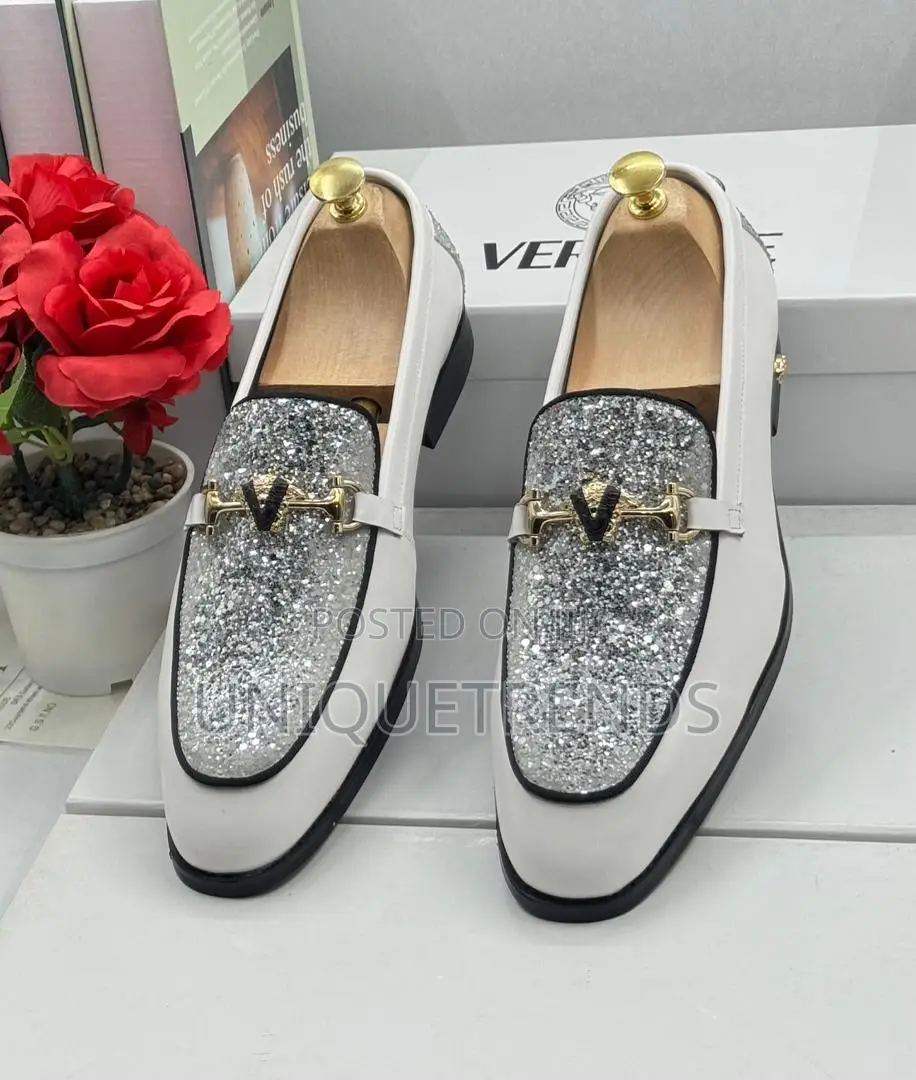 Versace White Leather Loafers