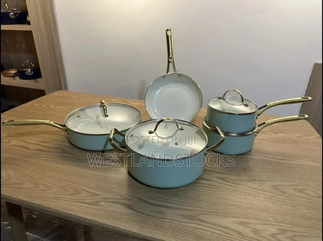 Luxury Ceramic Cooking Pot Set ( 5pcs Mint Green)