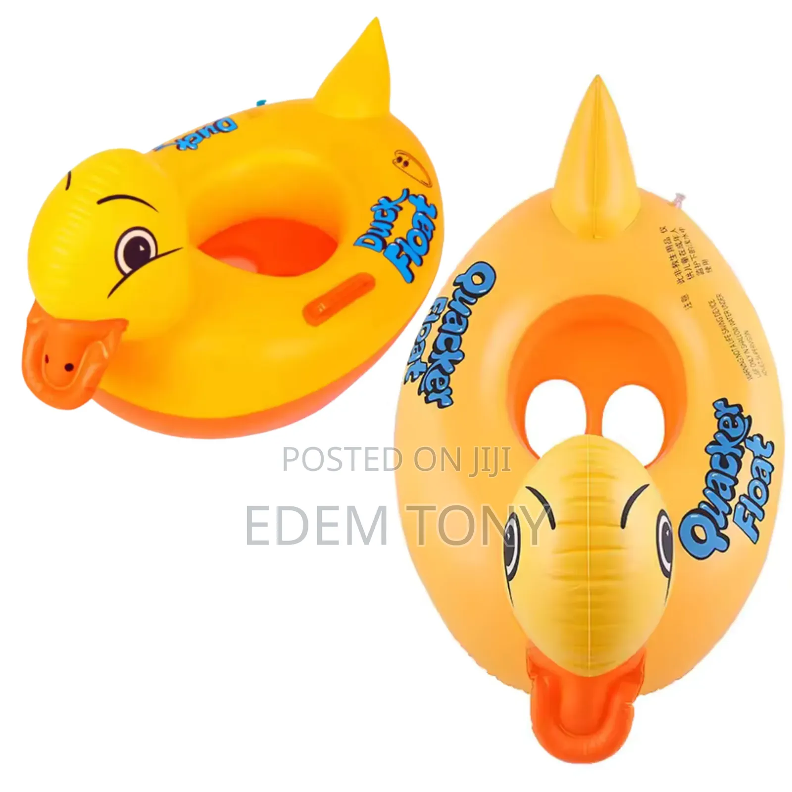 Yellow Inflatable Duck Swimming Ring, Seat, For Children