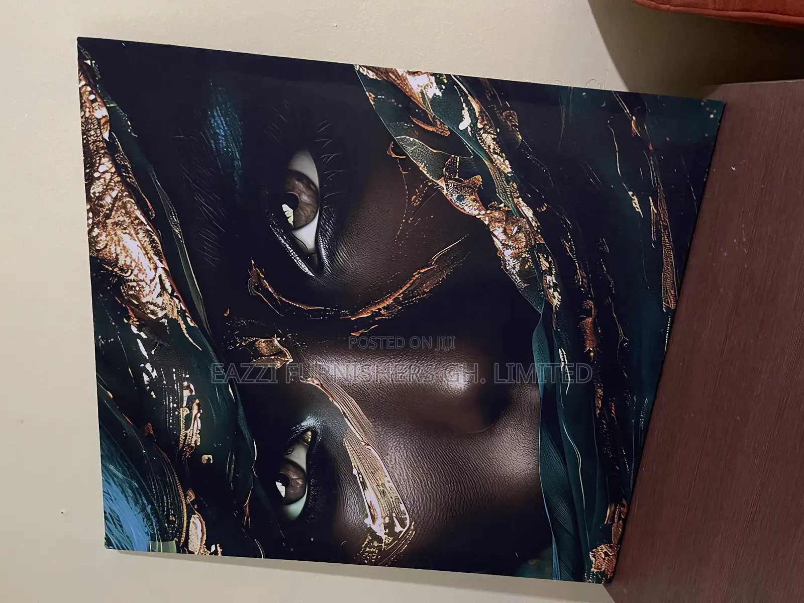 "Black and Gold Wall Decor African Black Woman Model Canvas Frame Art
