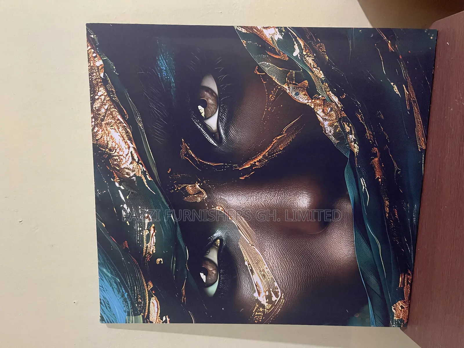 "Black and Gold Wall Decor African Black Woman Model Canvas Frame Art