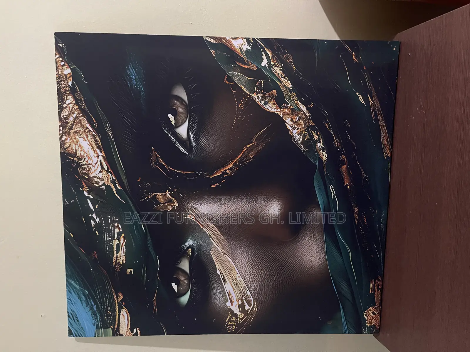 "Black and Gold Wall Decor African Black Woman Model Canvas Frame Art