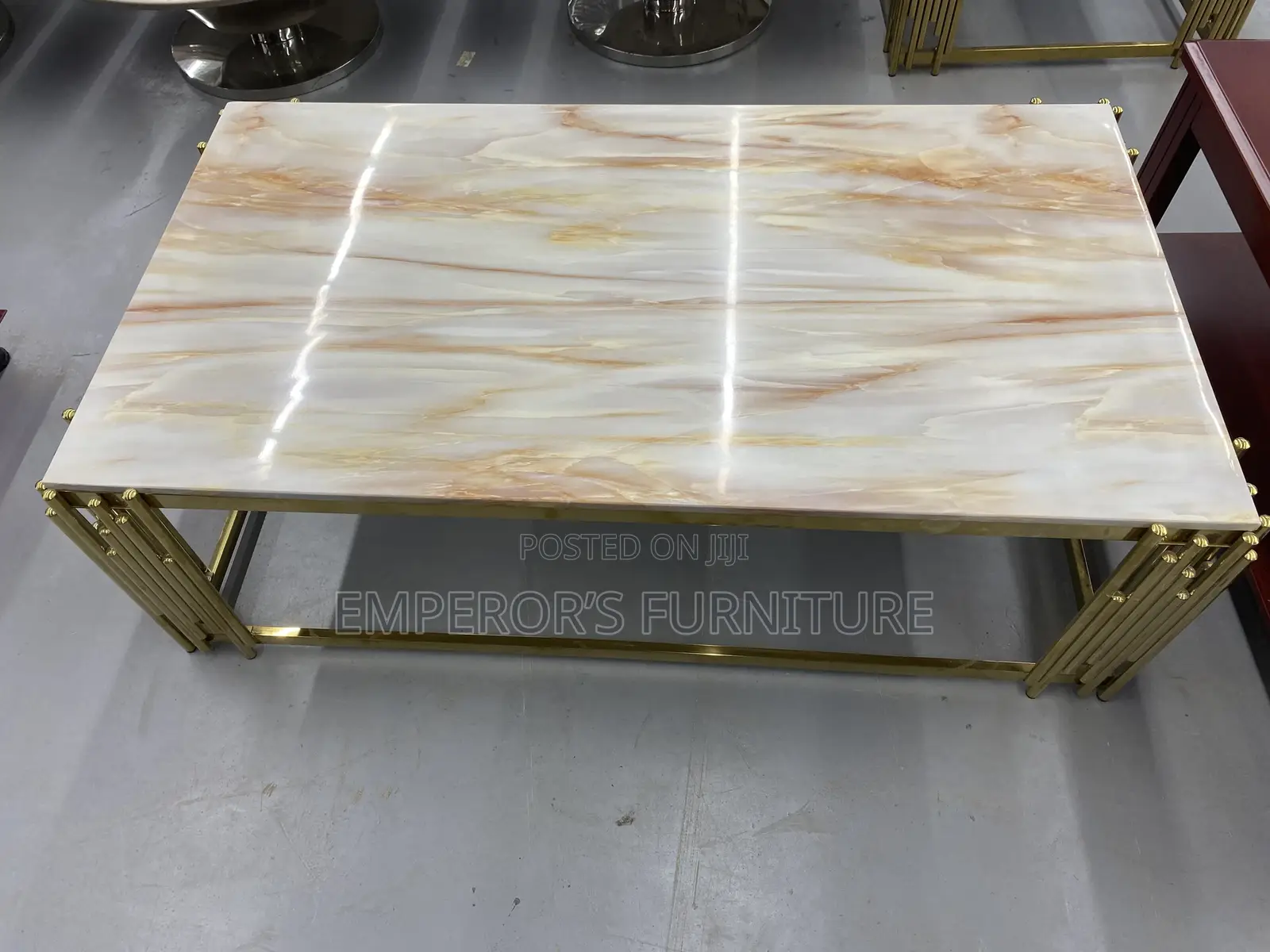 Classy Marble Top Center Table With Golden Frame