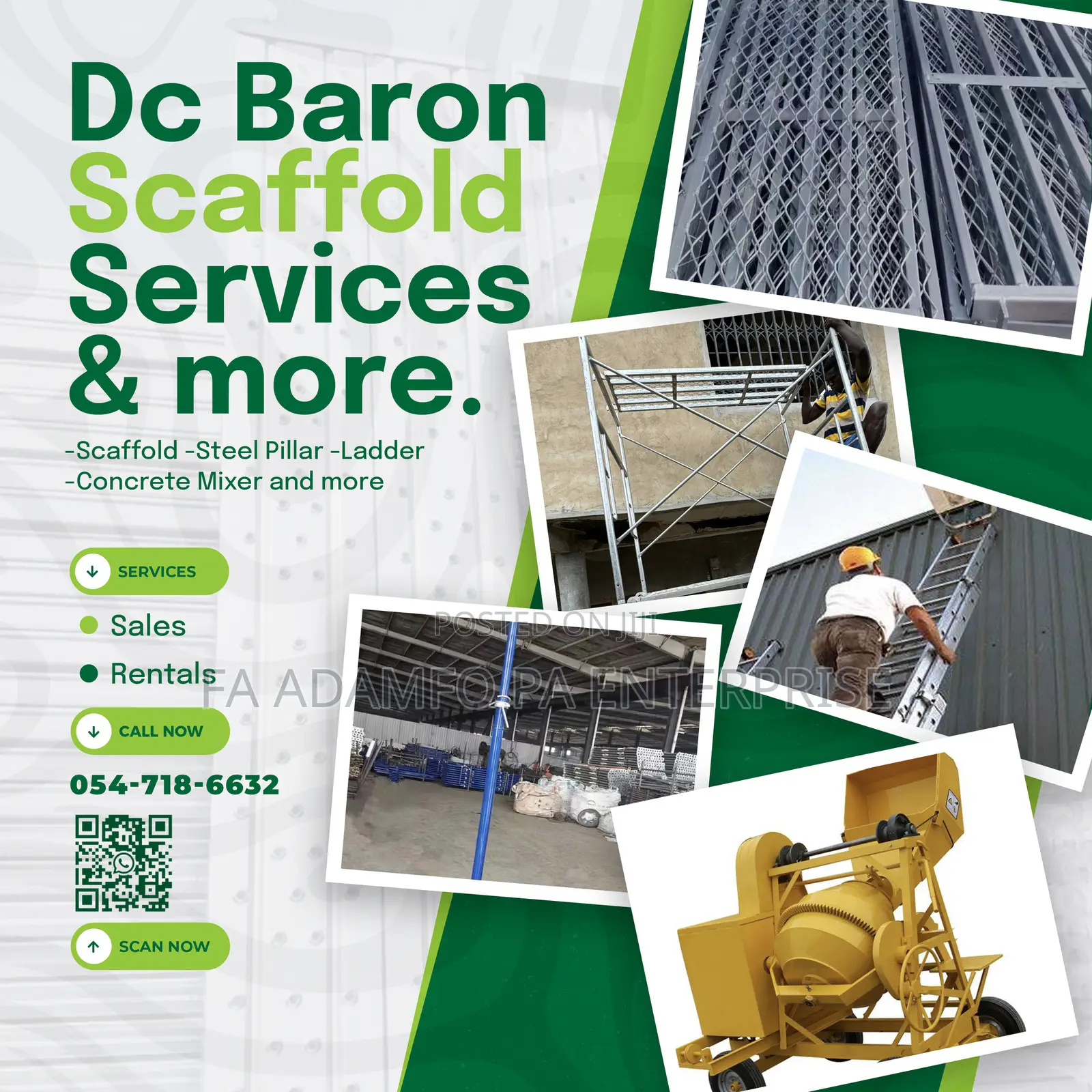 Galvanize Scaffold Or Scaffolding Available For Rentals