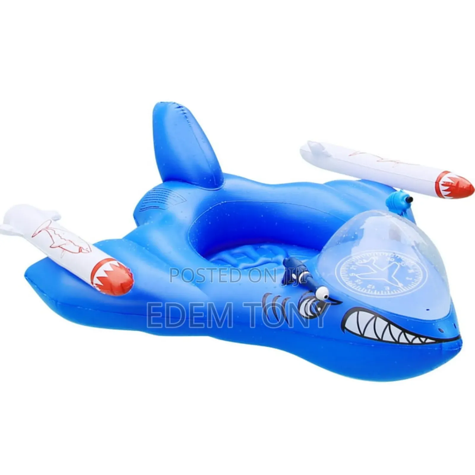 Yeereen Inflatable Shark Pool Float With a Built-in Water Gun