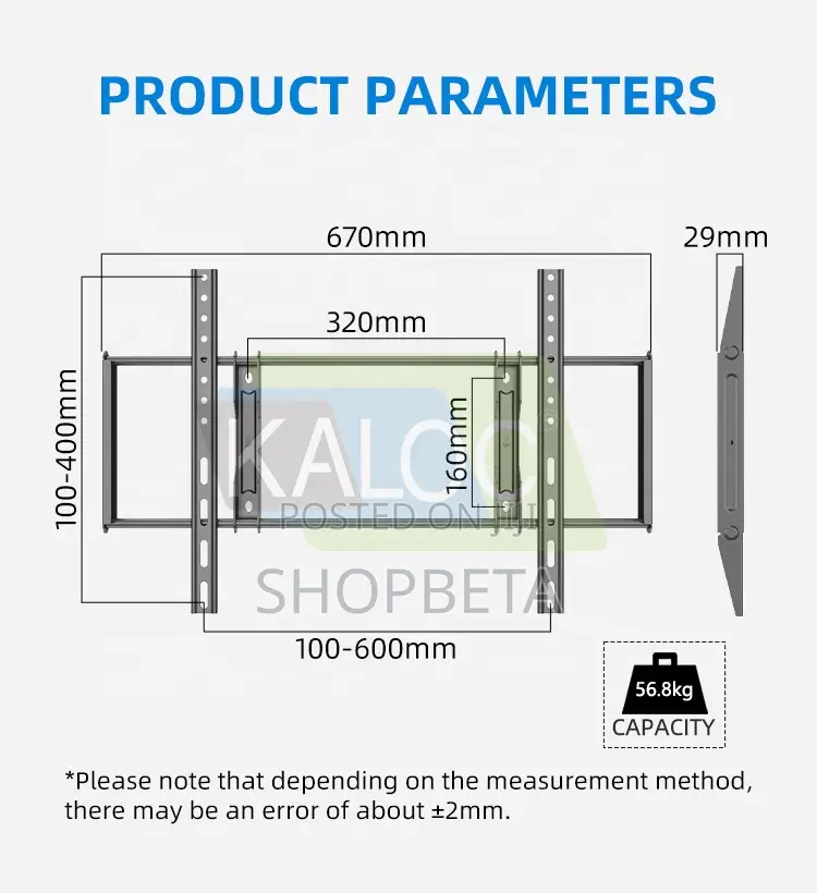 Kaloc Ec75 Universal 32"-80" Wall Mount Tv Bracket