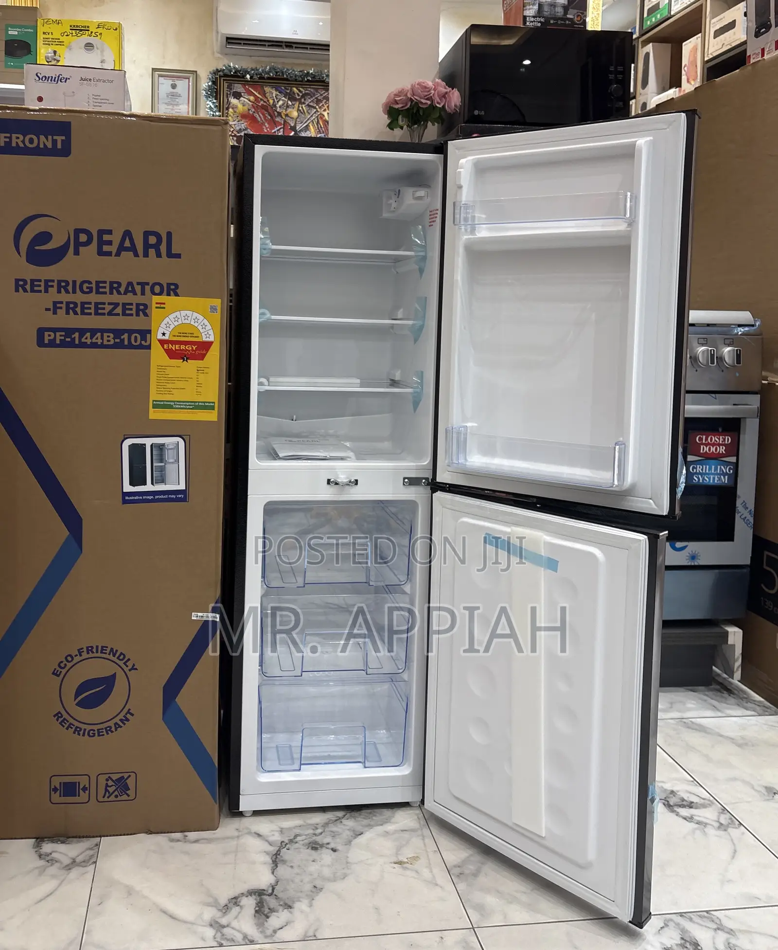 Classic Design Pearl Pf-144b-10j Top Mount Freezer Fridge(Gray) 