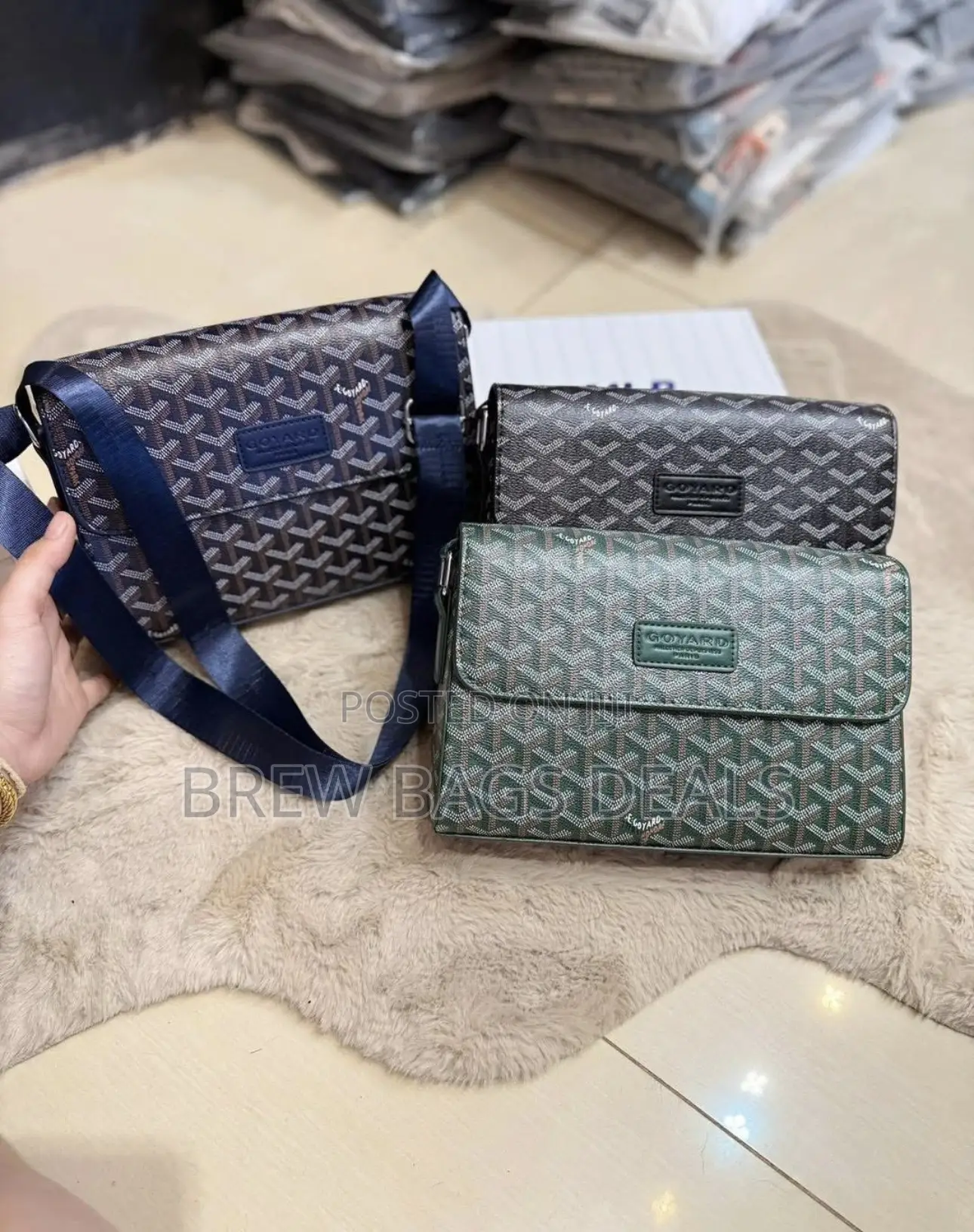 Top Quality Pure Leather Goyard Men Sidebag