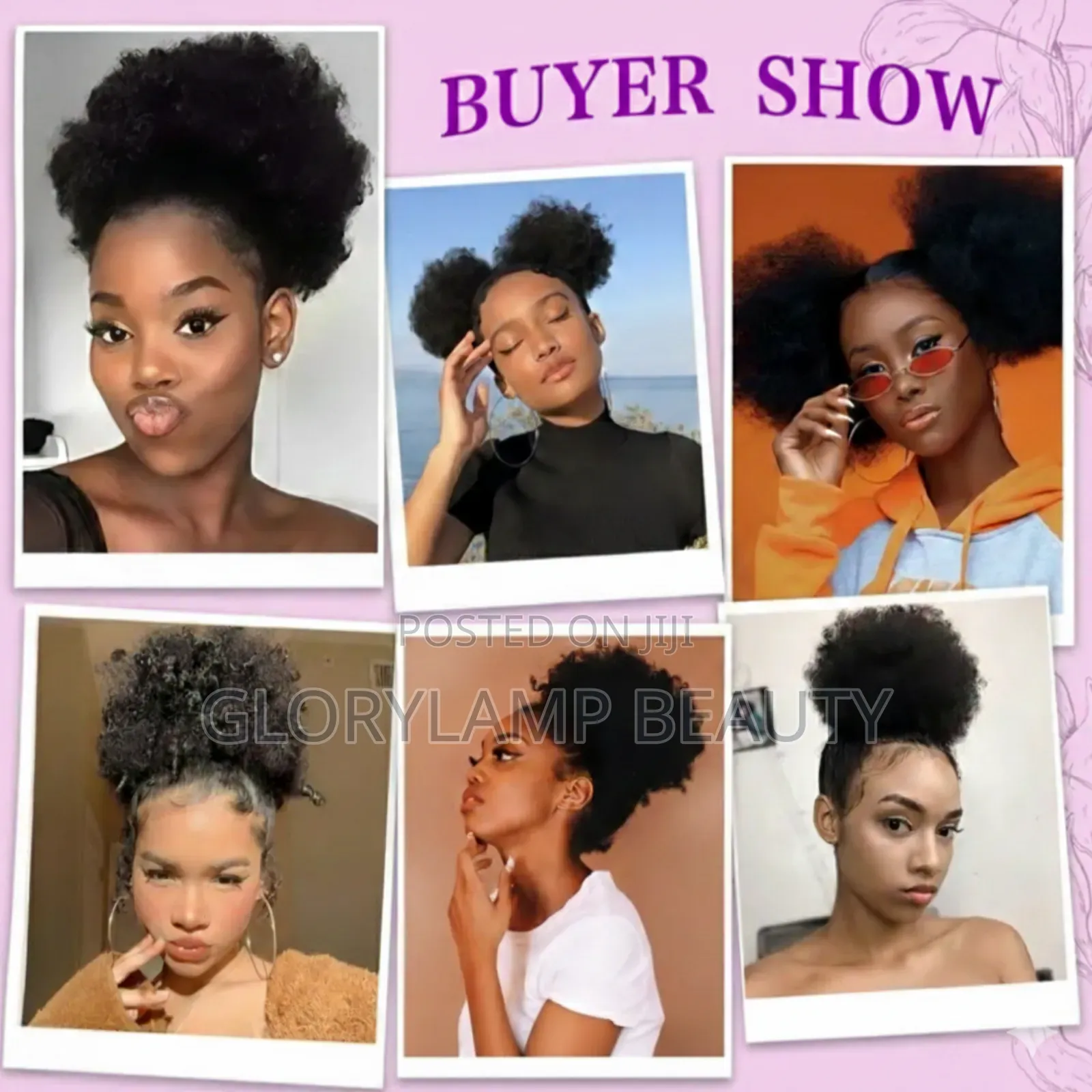 Afro Curly Drawstring Ponytail – Afro Puff Bun Extension – Black