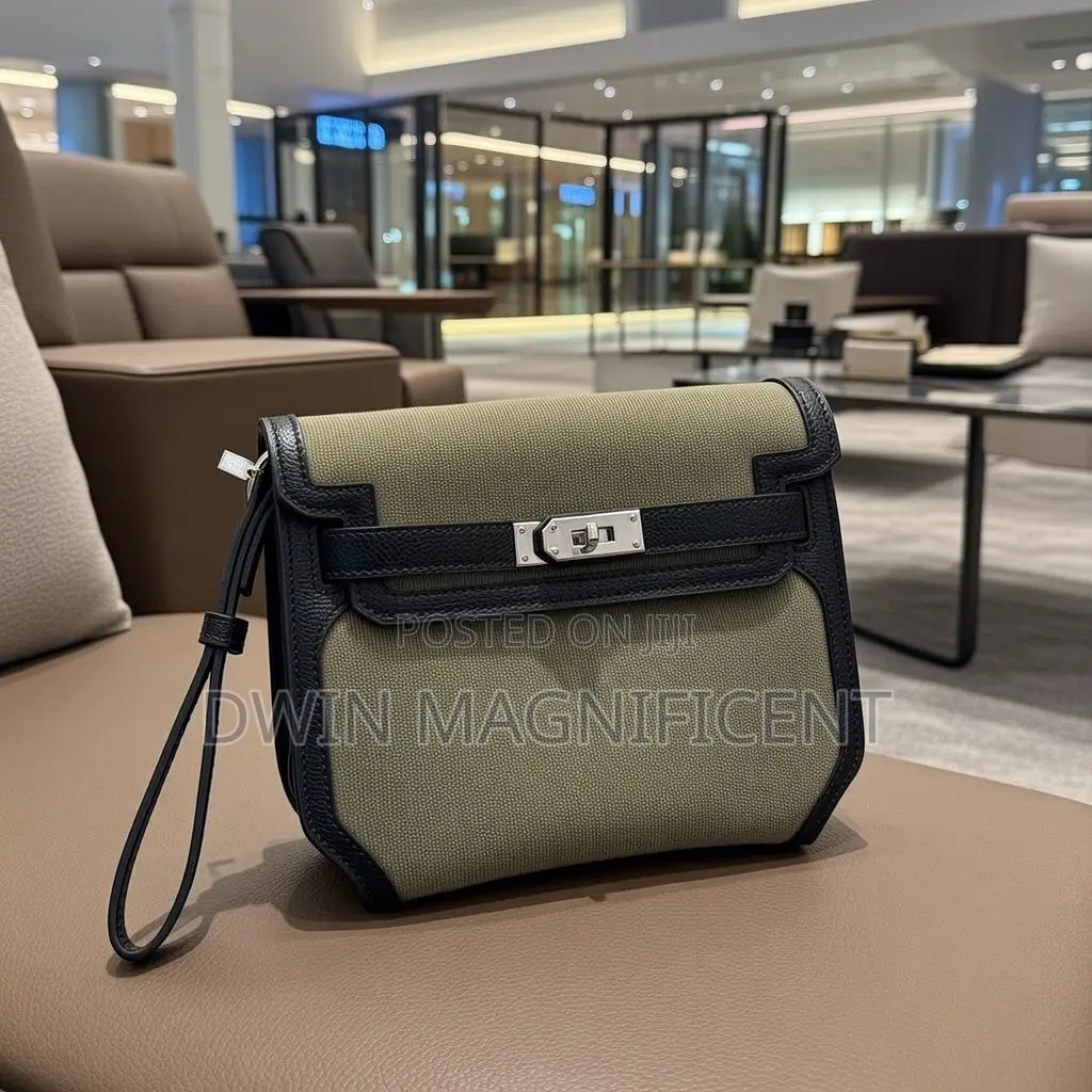Hermes Pochette Kelly Depeches Canvas and Leather Multicolour