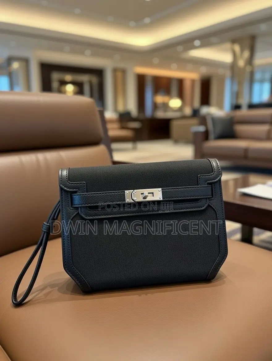 Hermes Pochette Kelly Depeches Canvas and Leather Multicolour