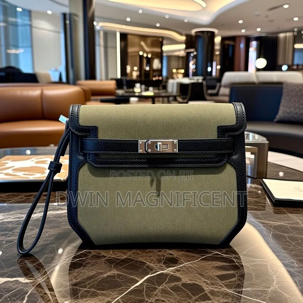 Hermes Pochette Kelly Depeches Canvas and Leather Multicolour