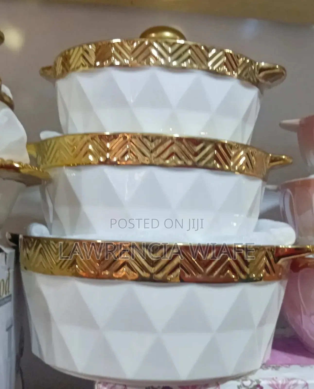 3pcs Ceramic Bowls With Gkass Lid