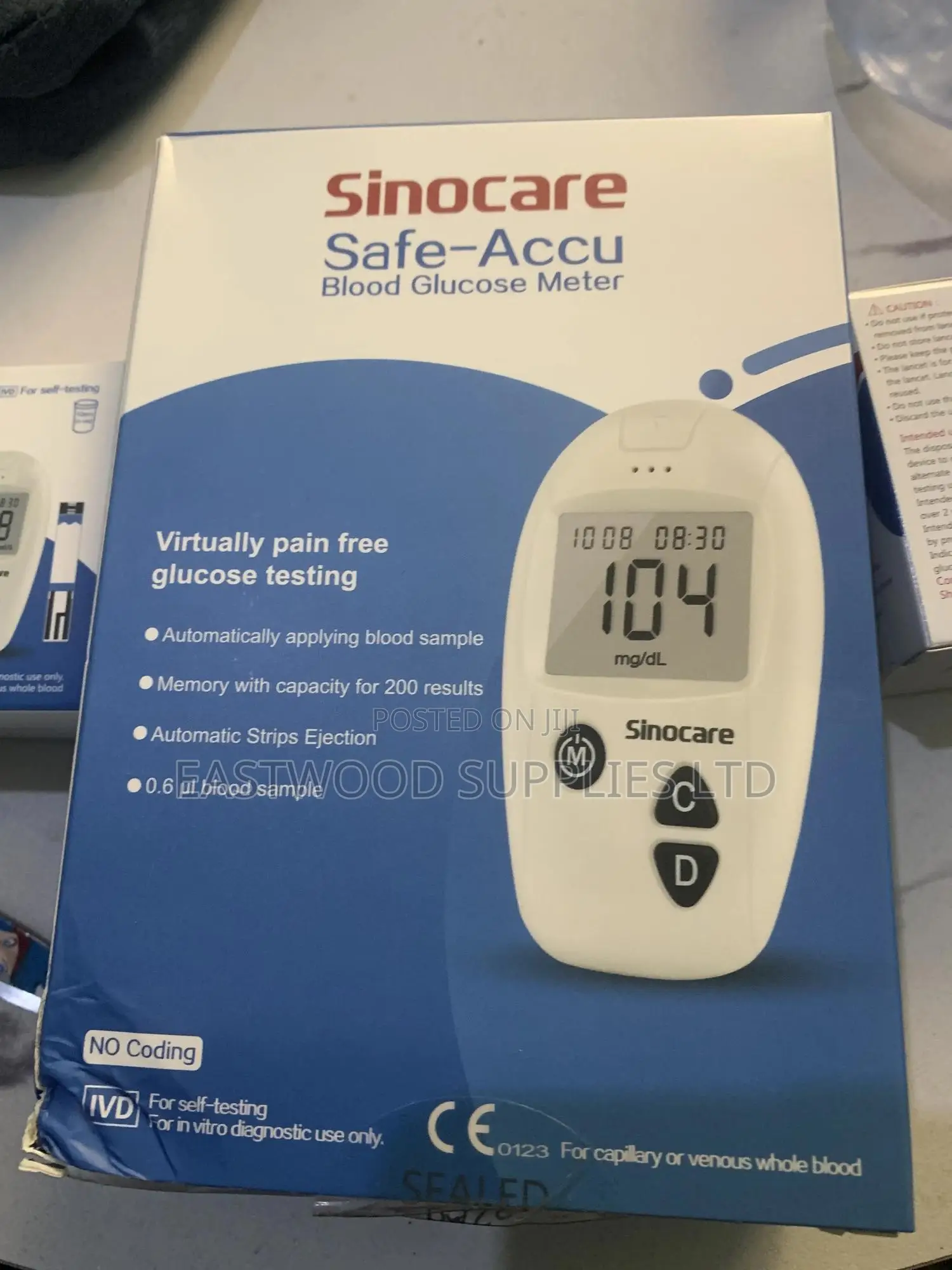 Sinocare Safe- Accu Glucometer + 50strips and Lancets