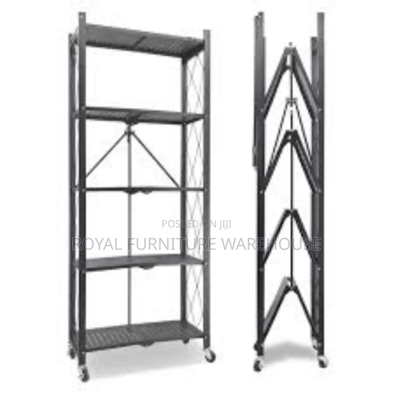 Tier Black Foldable Metal Storage Rack