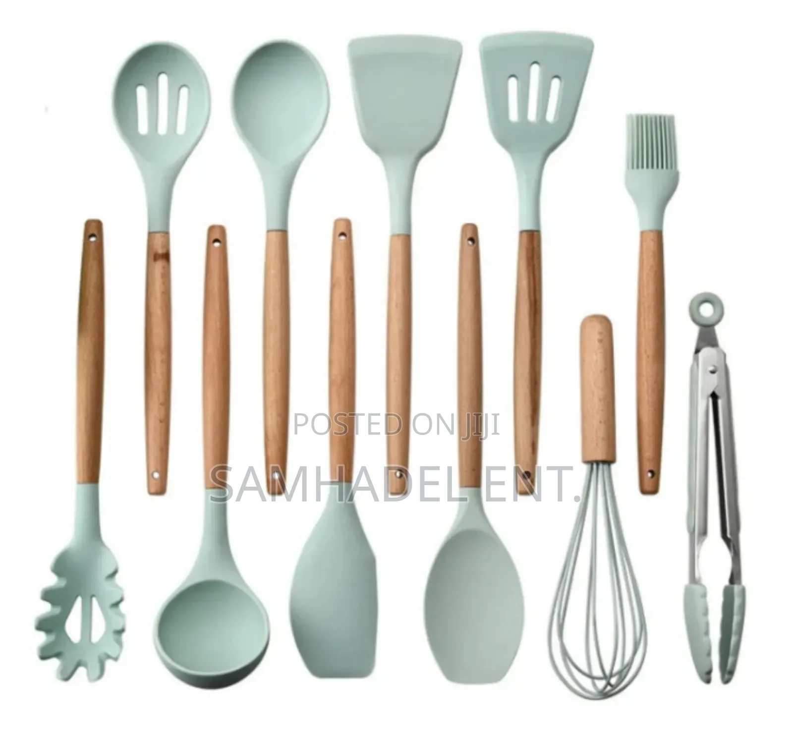 12 Piece Set Silicon Ladle -wooden Handle