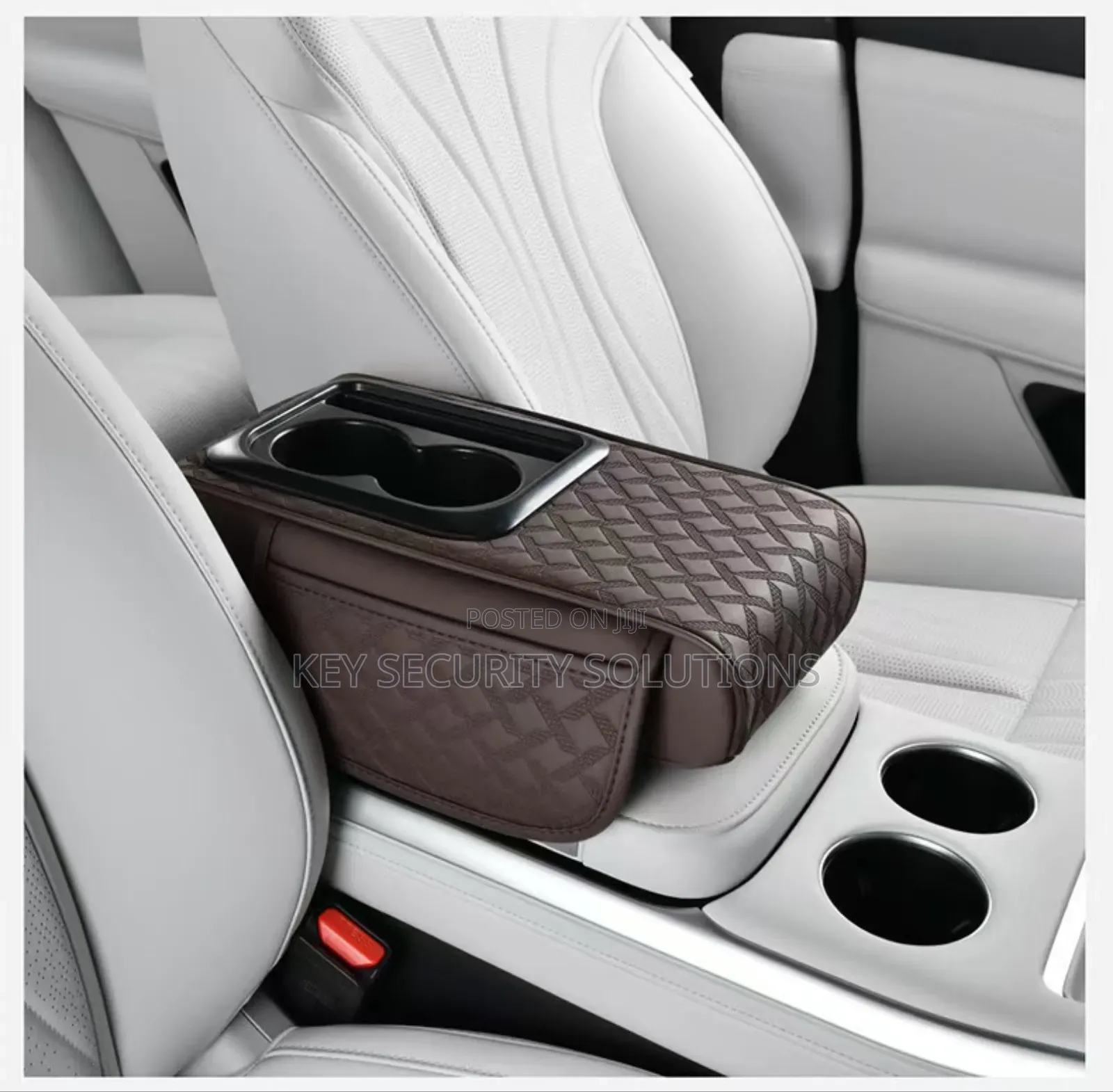 Leather Armrest With Cup Storage