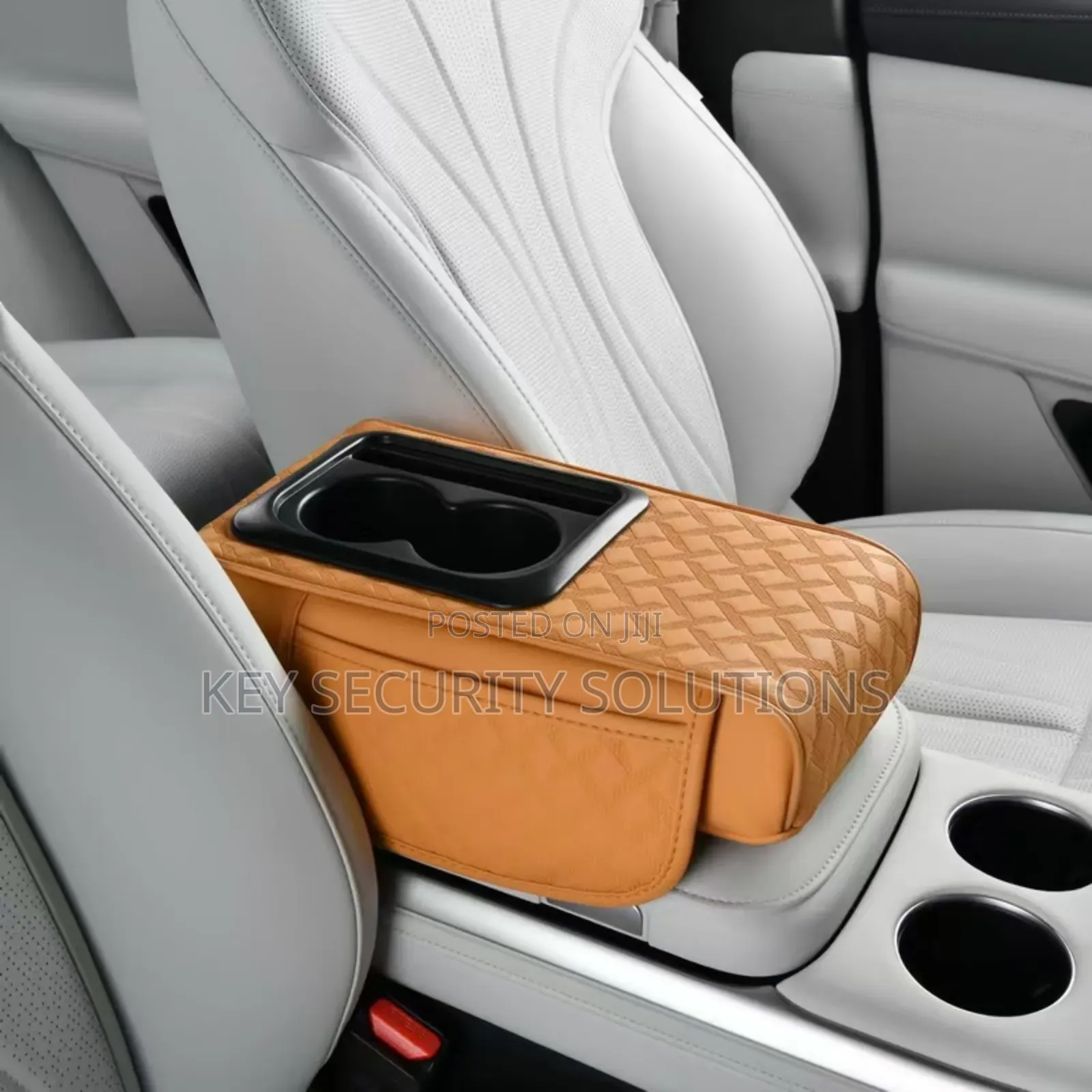 Leather Armrest With Cup Storage