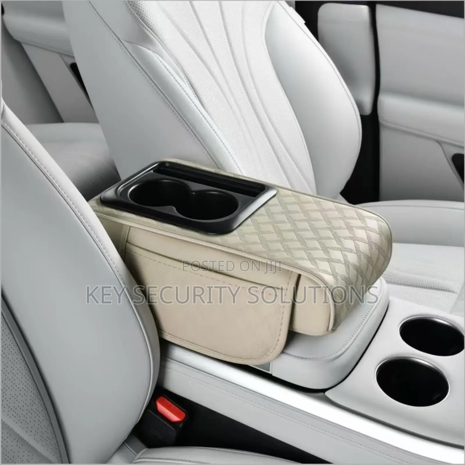 Leather Armrest With Cup Storage