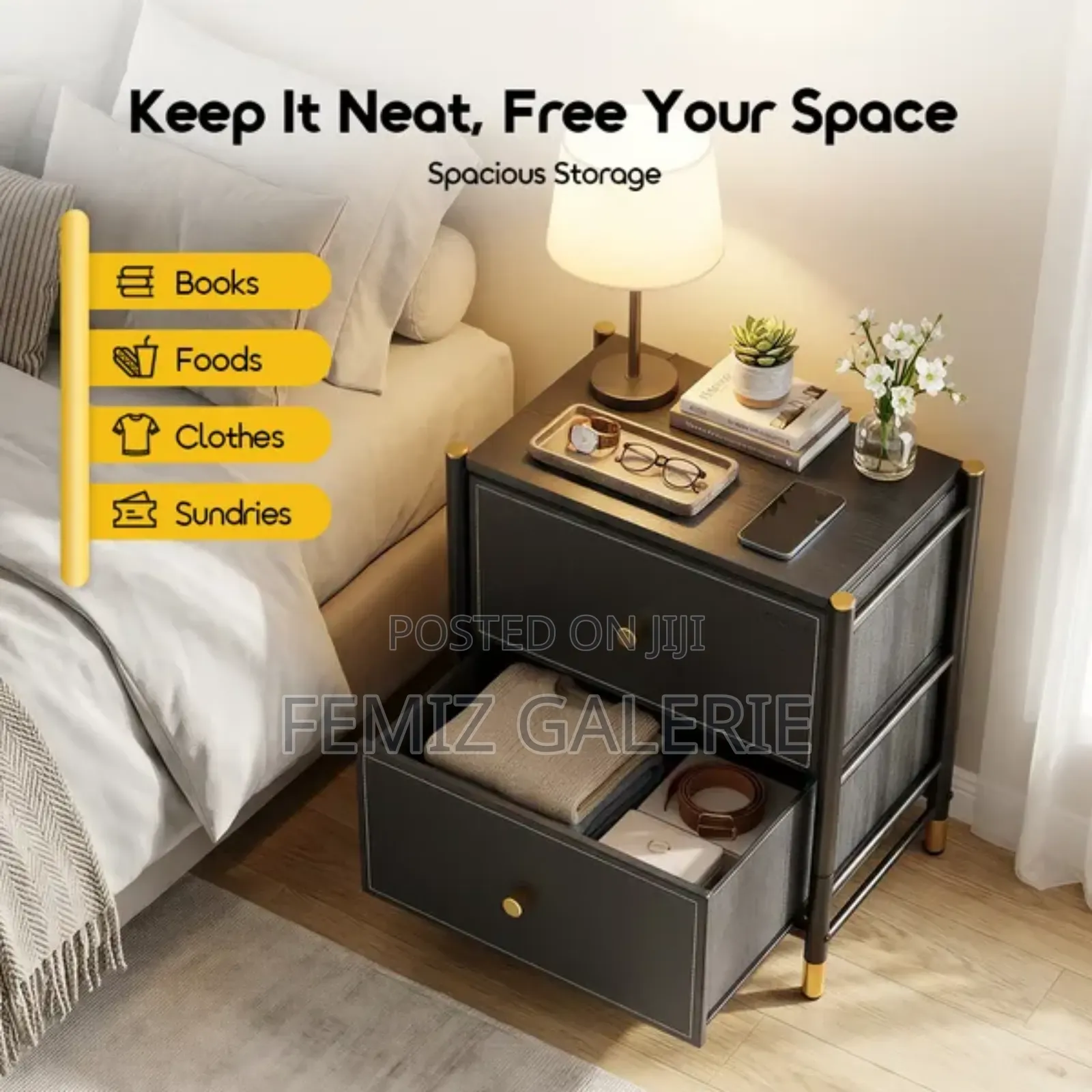 Oraimo Noirstand Multi-Purpose Design Spacious Storage Nightstand