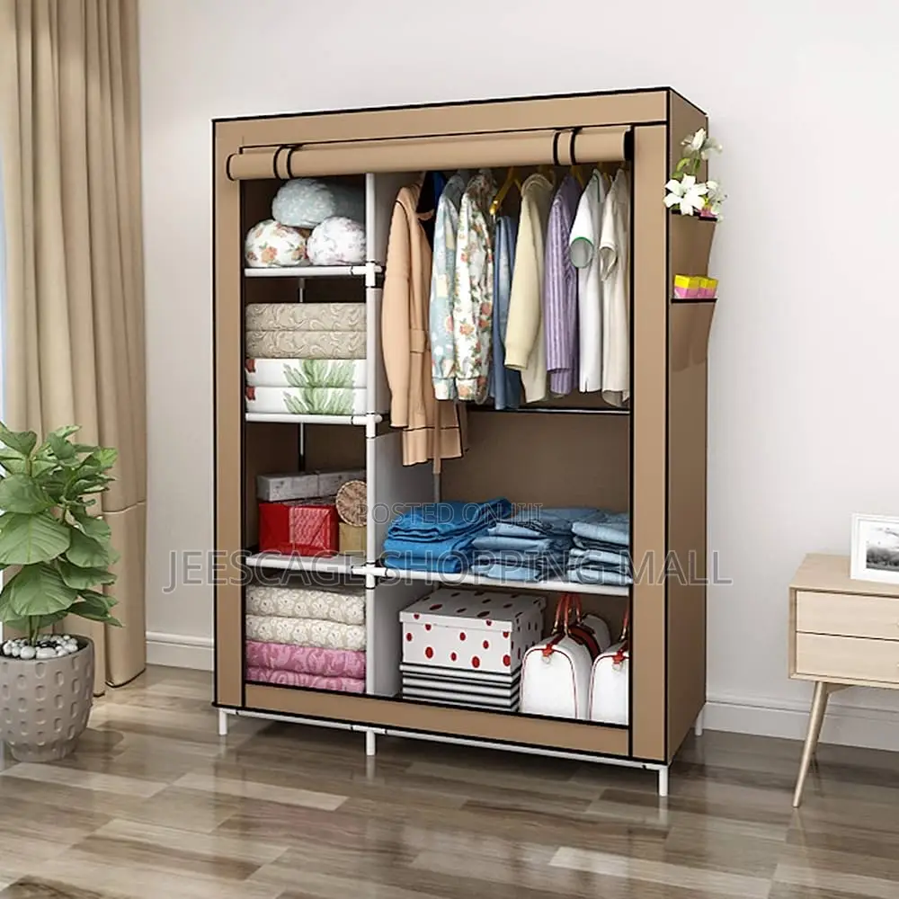 2in1 Metal Closet Organizer Wardrobe Clothes Storage Shelves,