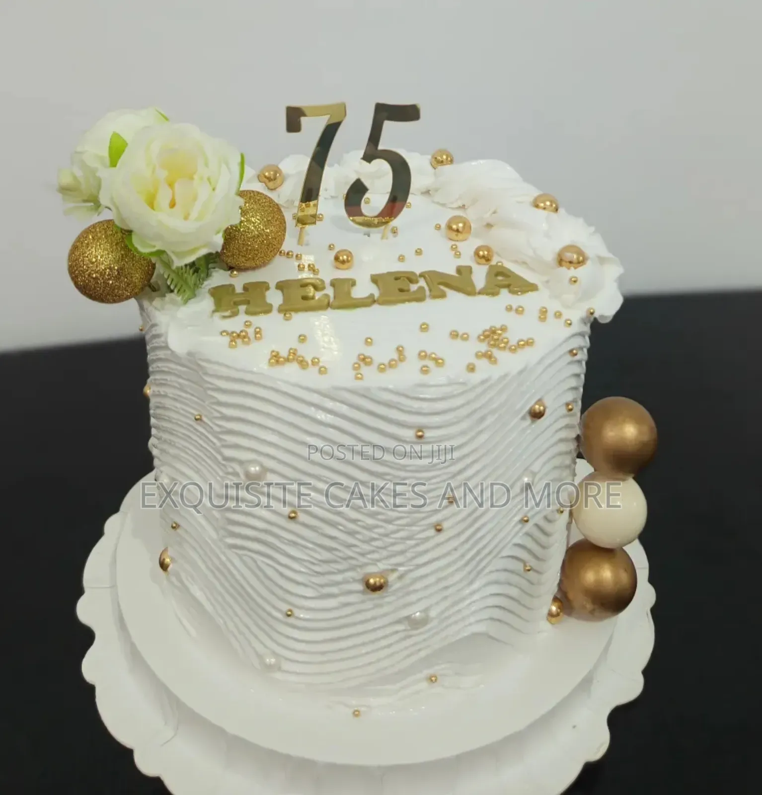 Classy White and Gold Cake for Mum, Order