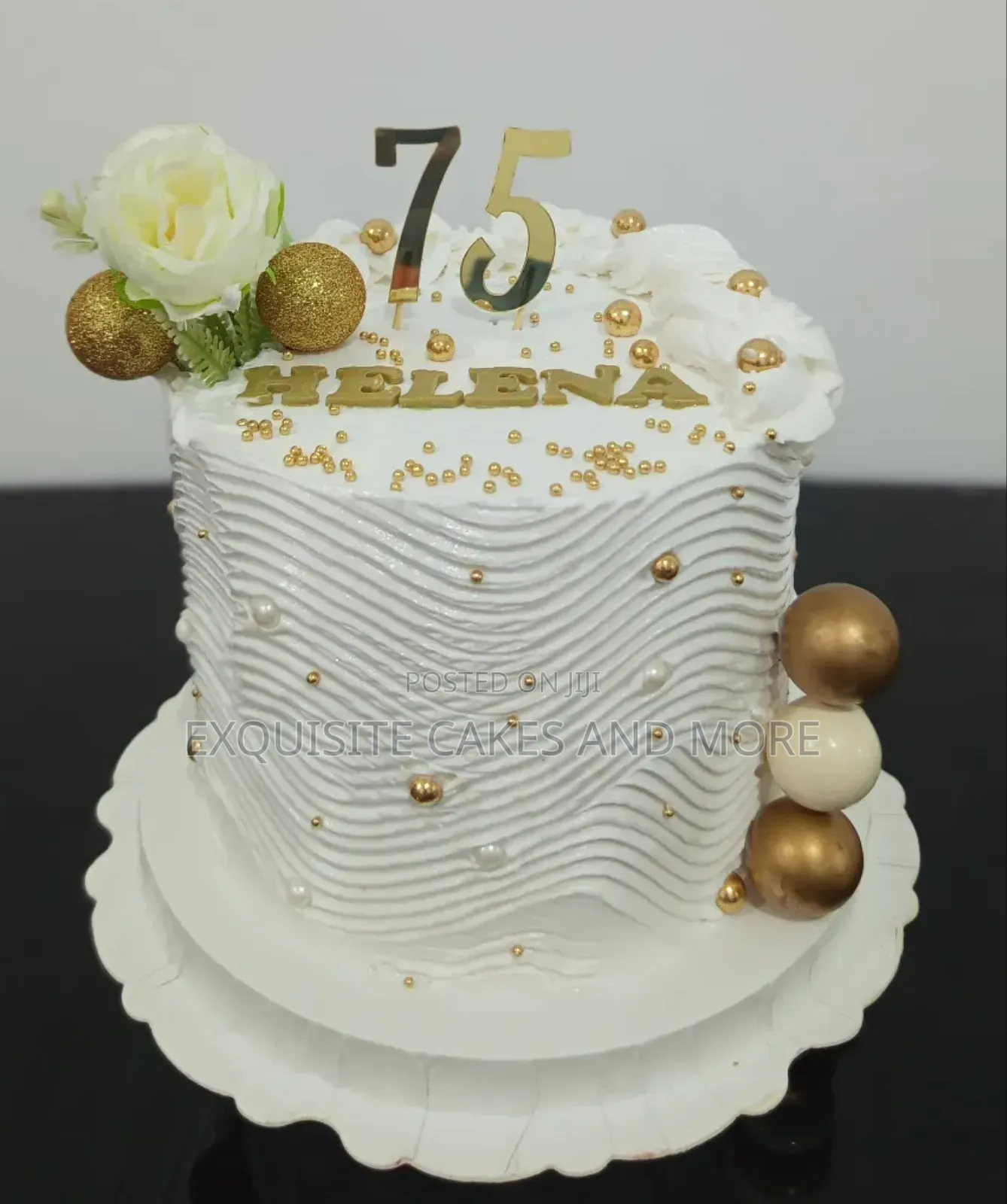 Classy White and Gold Cake for Mum, Order