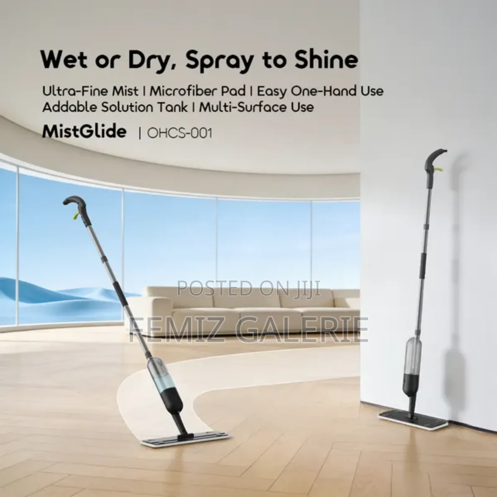 Oraimo Mistglide Spray Mop Plus 4pcs Replacement Mop Pads