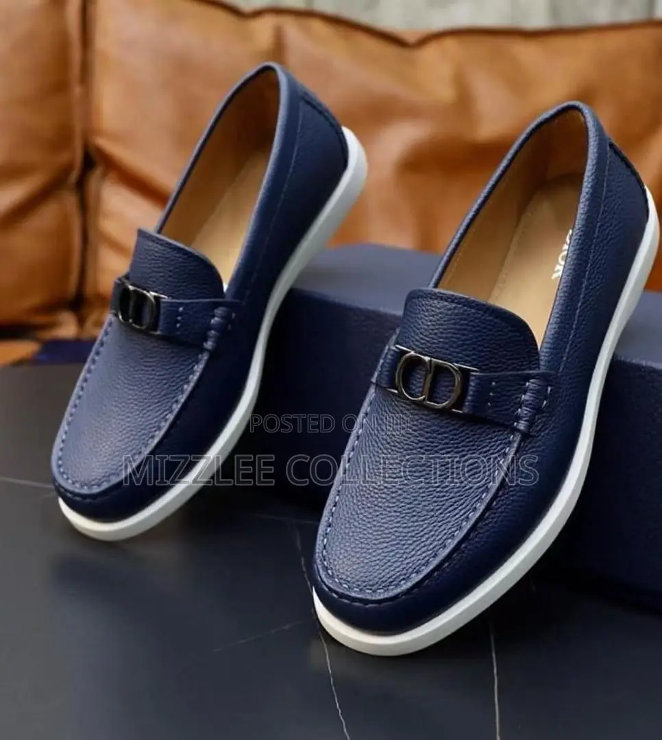 Classic Dior Blue Leather Loafers in 40-45