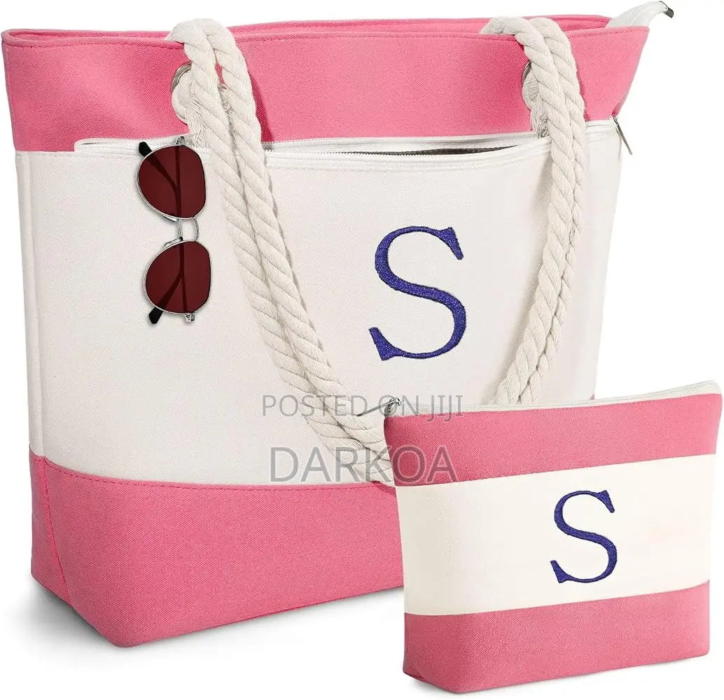 3pc Set Canvas Tote Bag With Zip