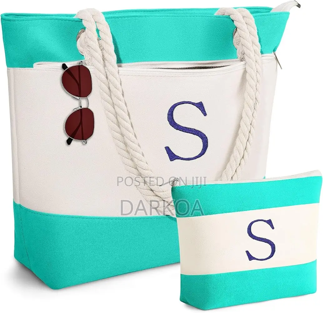 3pc Set Canvas Tote Bag With Zip