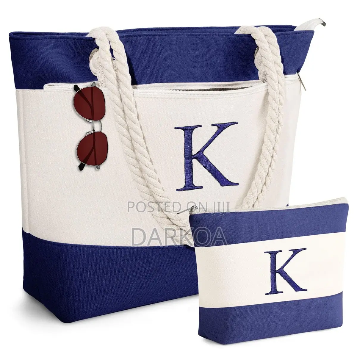 3pc Set Canvas Tote Bag With Zip