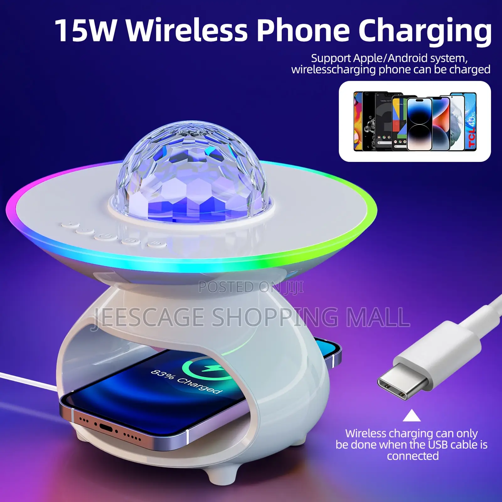 3 In 1 Multifunctional Projector Night Light Wireless Phone Charging