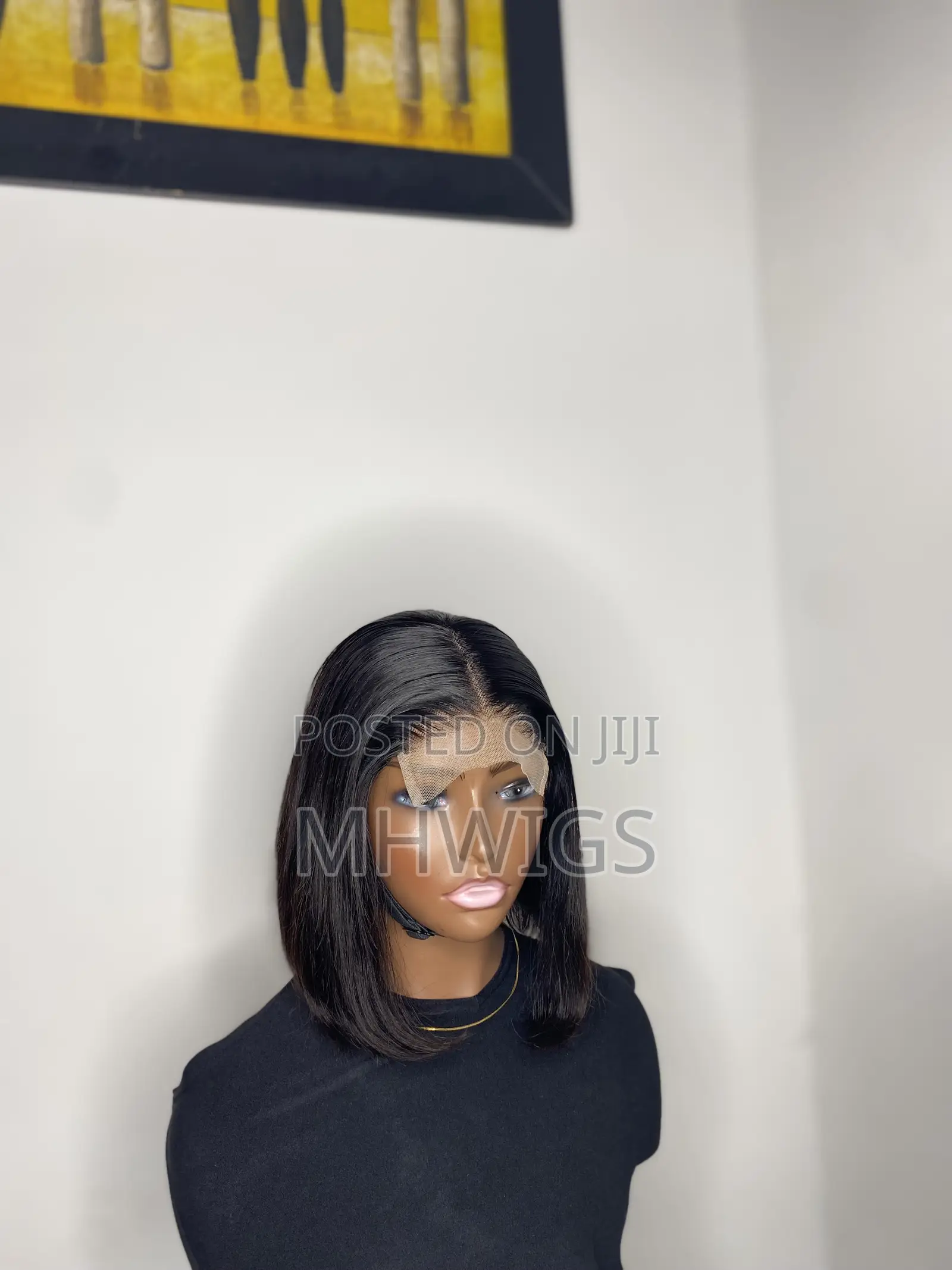 Human Hair Glueless Straight Wig 10 Inches-Black