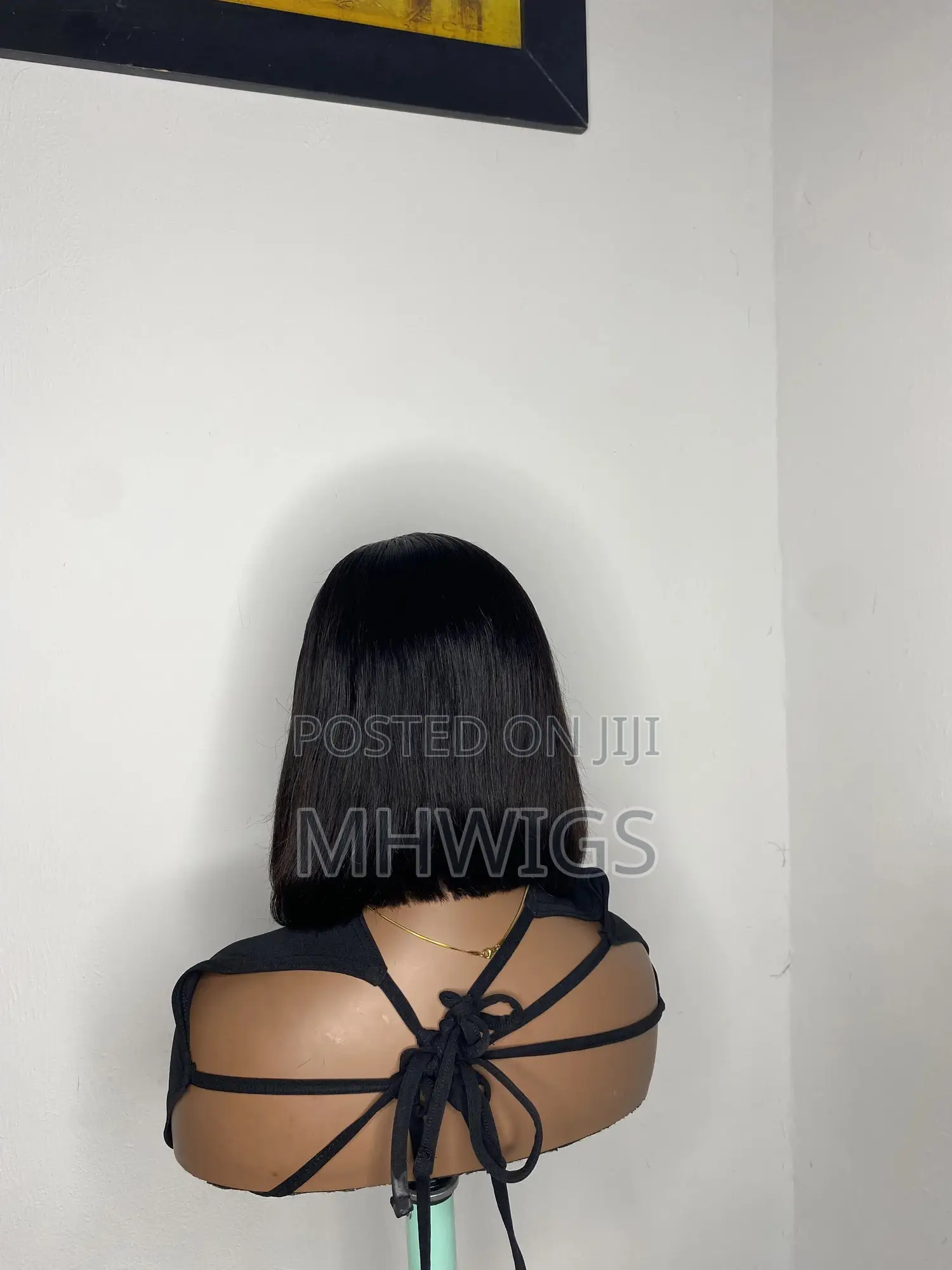 Human Hair Glueless Straight Wig 10 Inches-Black
