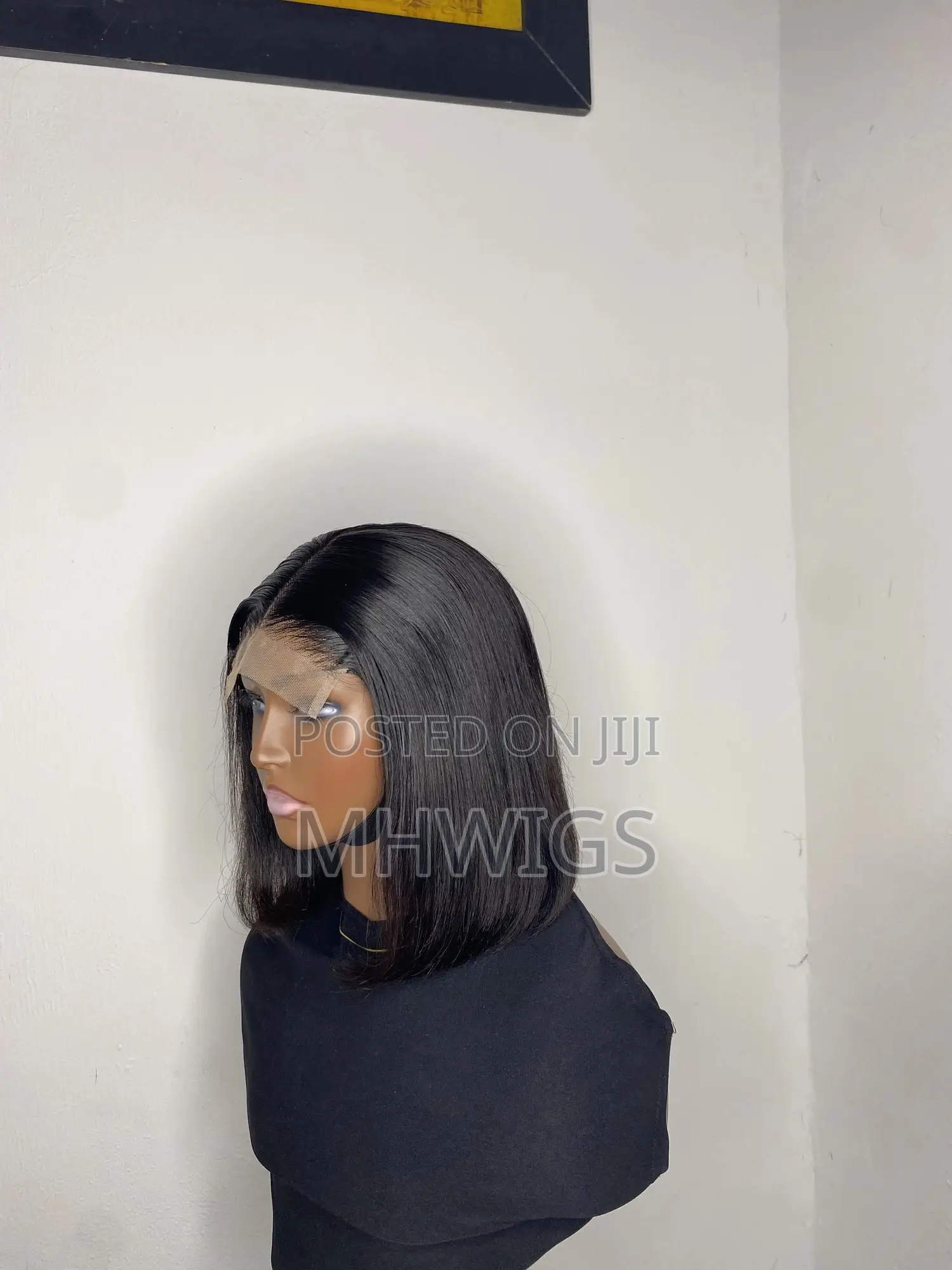 Human Hair Glueless Straight Wig 10 Inches-Black