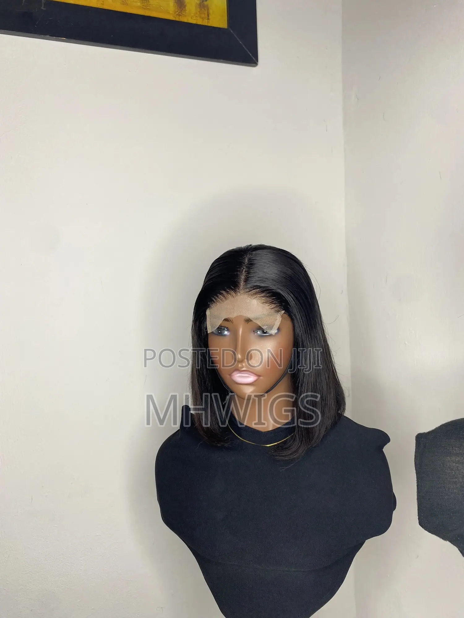 Human Hair Glueless Straight Wig 10 Inches-Black