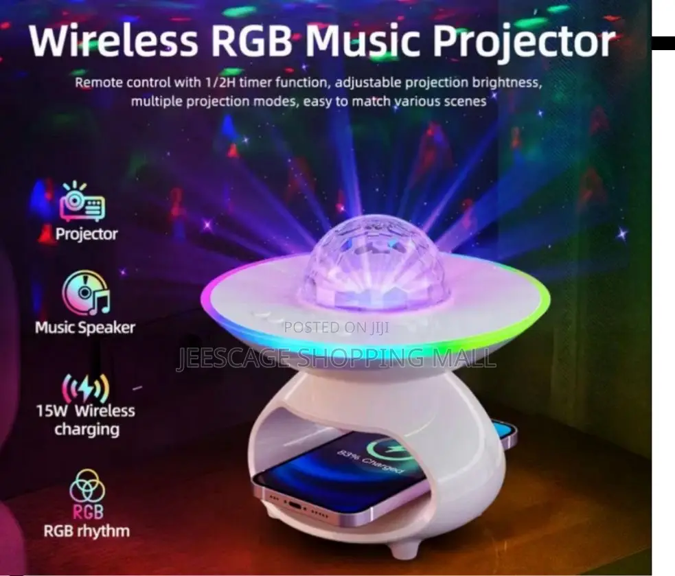 3 In 1 Multifunctional Projector Night Light Wireless Phone Charging