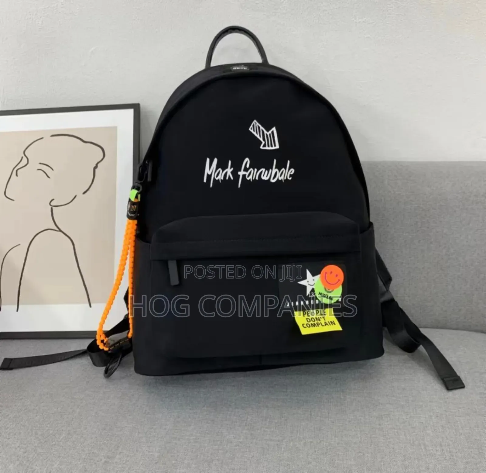 Black Pu Mark Fairwhale Backpack.