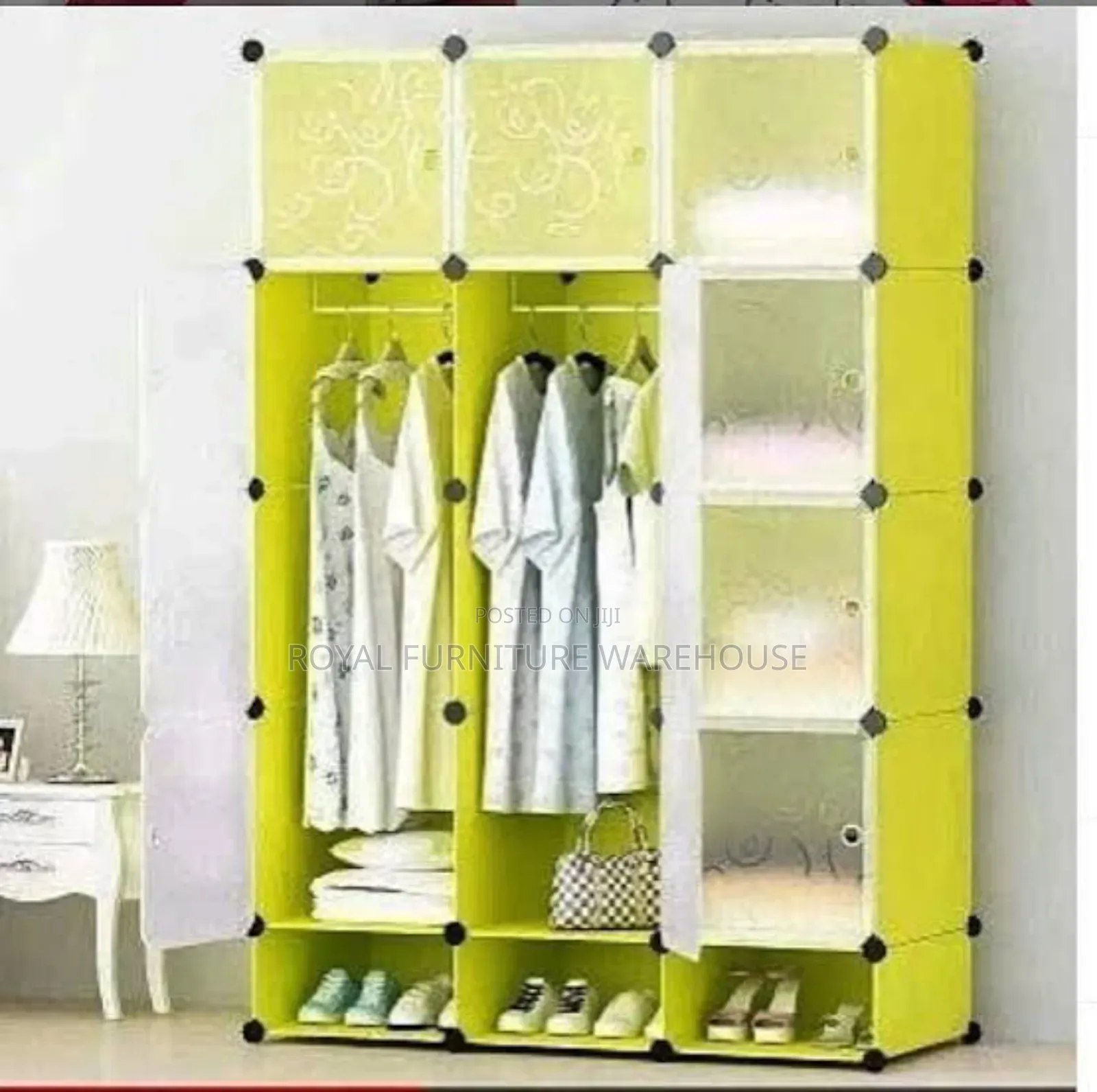 12 Cubes Plastic Wardrobe With Shoes Storage Beneath